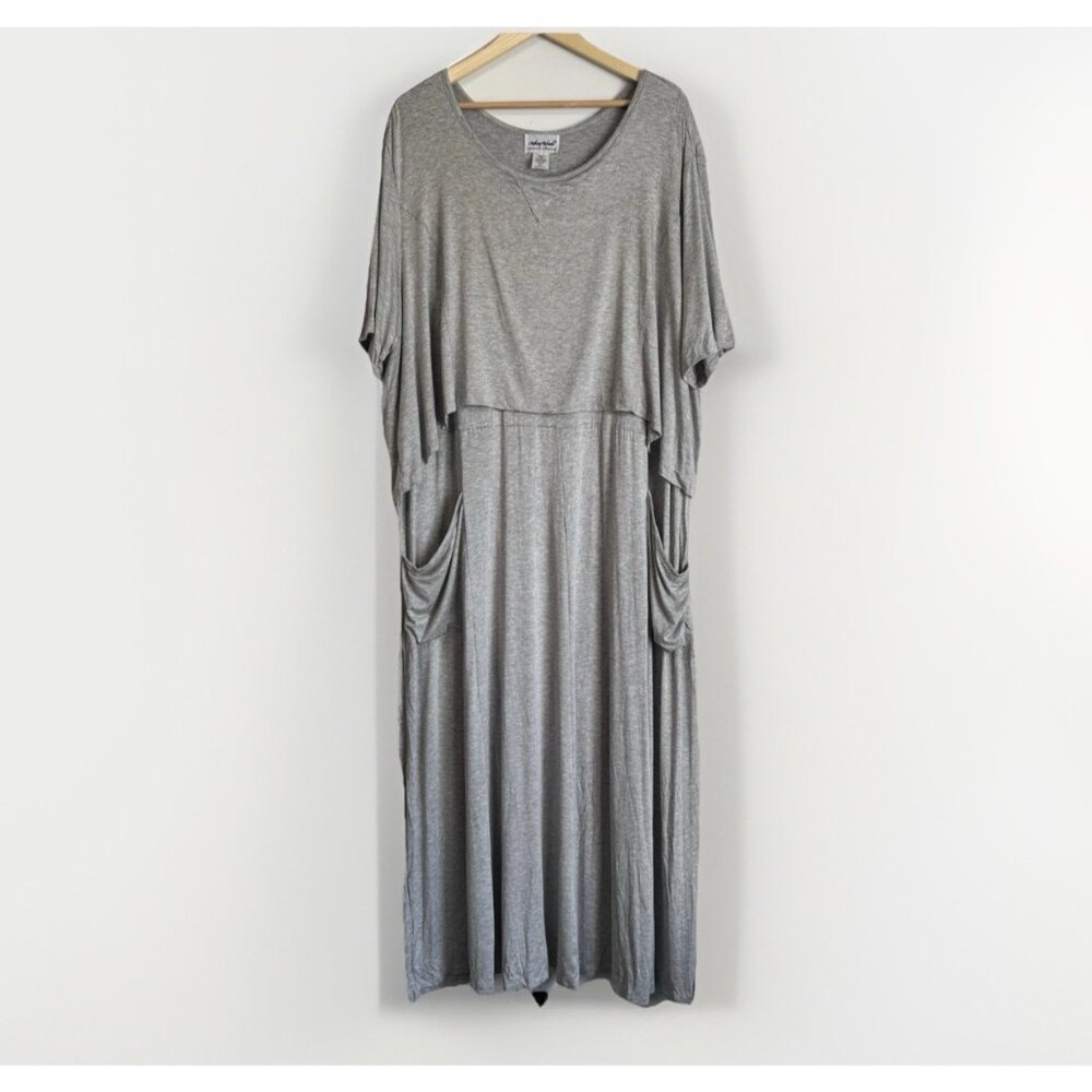 Anthony Richards Gray Midi Layered Dress Women’s 4X Pockets Minimalist Jersey